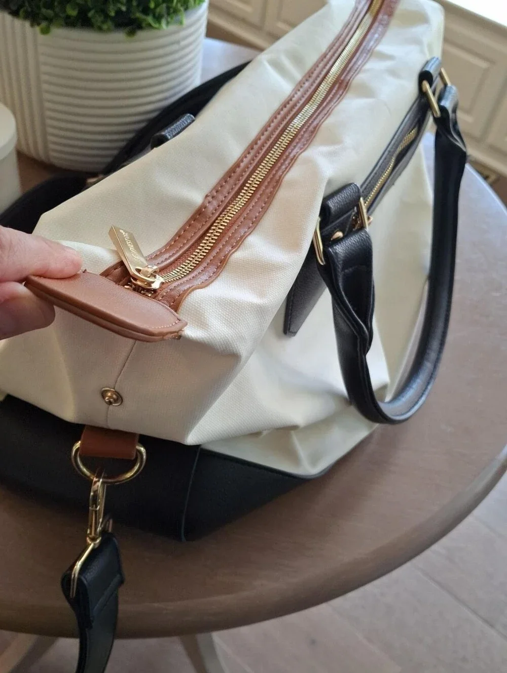 Cream & Black Diaper BAG